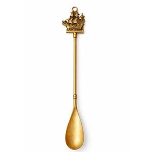 Vintage Brass Fireplace Hearth Spoon Nautical Galleon Ship Handle 18” Hanging